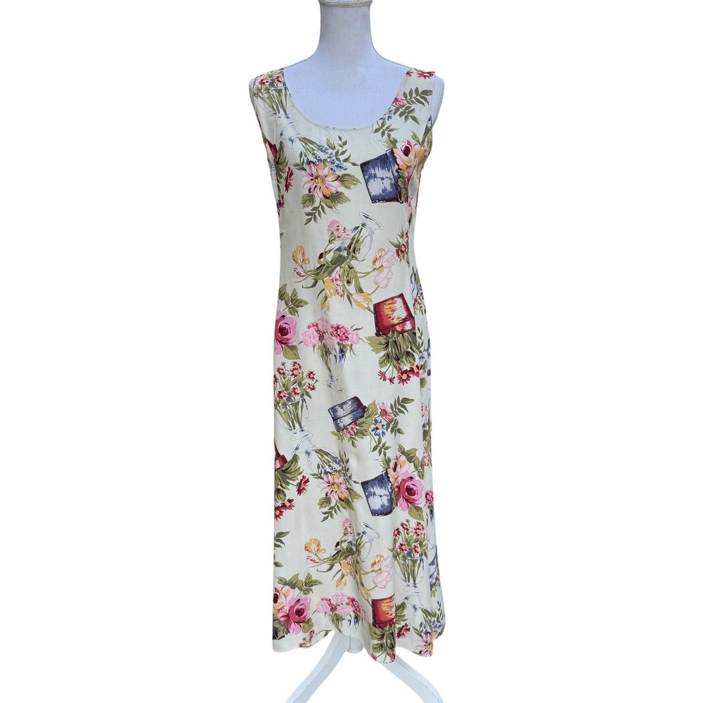 Vintage Express Floral Maxi Dress Rayon Size 4